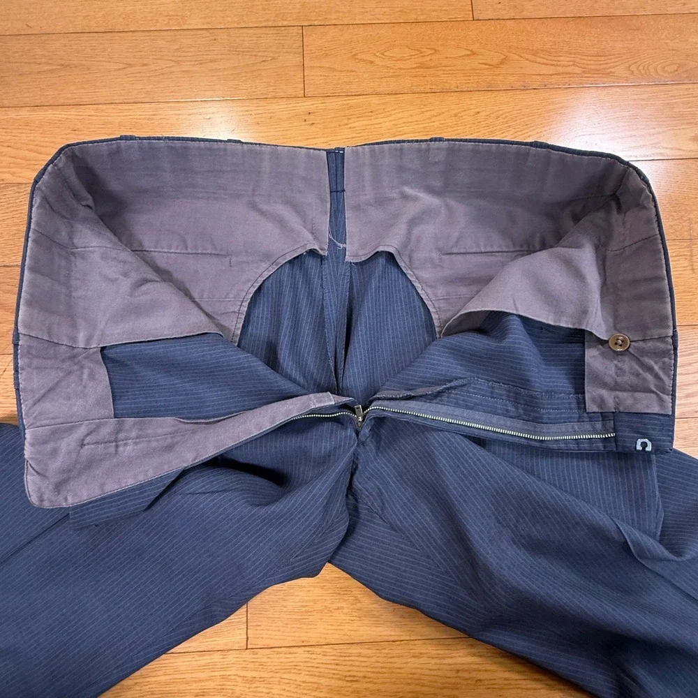Oxxford Clothes Artisan's Seal Mens Blue Pinstripe Wool Dress Pants 36x30.5